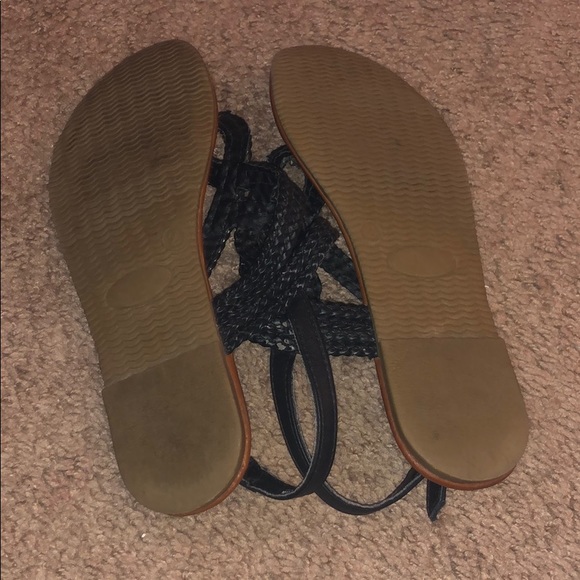 Girls black and brown sandals Size 2 - Picture 2 of 3